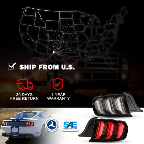 Miniatura 8 de ROXX Conjunto de luces traseras LED para Ford Mustang/Shelby GT350 2015-2023 y Shelby GT500 2018-2020, par de luces traseras con señales de giro