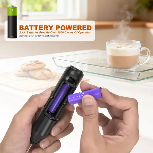Miniatura 5 de Espumador de leche de mano, máquina de espuma eléctrica a pilas, mezclador de bebidas con batidor de acero inoxidable para café, matcha, lattes