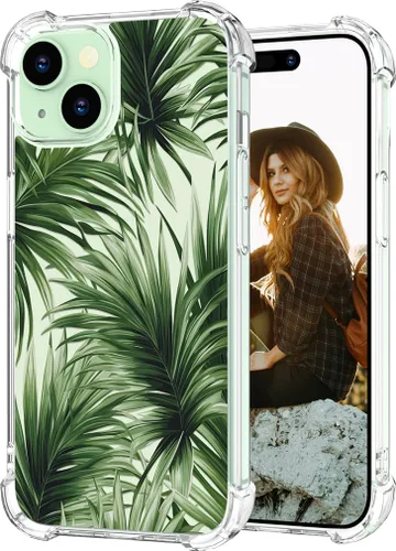 Miniatura 72 de Hungo Funda compatible con iPhone 15 Plus para mujer, diseño floral transparente, lindo, flor azul rosa Rosas Azules