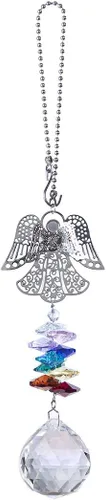 Miniatura 7 de H&D HYALINE & DORA Atrapasol de Cristal Ángel Guardián Cuentas de Chakra Amuleto para Coche para Espejo Retrovisor