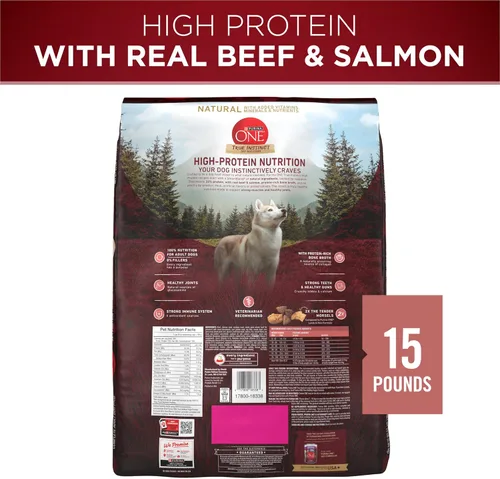 Miniatura 10 de Purina ONE Alimento seco natural para perros con alto contenido de proteínas, True Instinct con carne de res real y salmón con caldo de huesos
