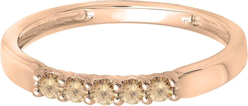 Miniatura 10 de Dazzlingrock Collection Anillo de boda redondo de 5 piedras preciosas o diamantes para mujer en oro macizo de 10 K/14 K/18 K