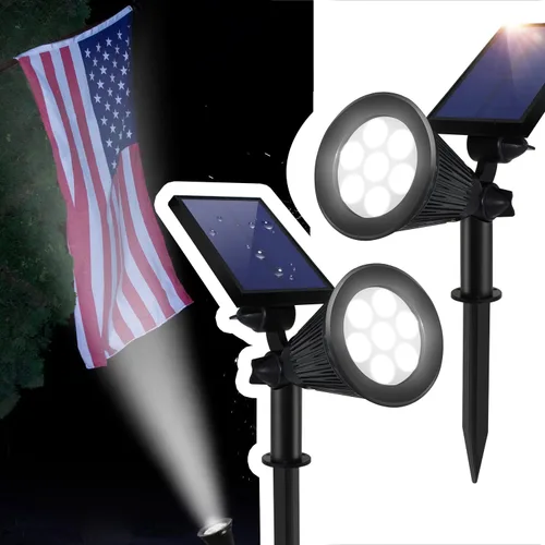 Miniatura 9 de Focos solares de paisaje al aire libre, 7 luces LED brillantes, del atardecer al amanecer, impermeable, funciona con energía solar, luces de poste