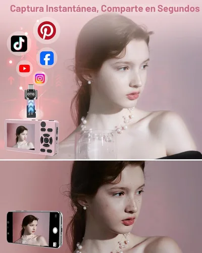 Miniatura 7 de Cámara digital con lente trasera delantera, cámara de enfoque automático de 64 MP 4K para fotografía con tarjeta de 32 GB, cámara compacta portátil