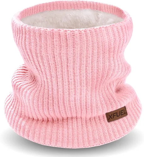 Miniatura 14 de Calentador de cuello para niños, polaina de cuello de invierno tejida, bufanda infinita con forro polar para niños y niñas, máscara de esquí