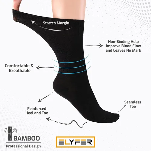 Miniatura 5 de ELYFER Calcetines de vestir delgados de bambú para mujer, calcetines casuales de color redondo, costura cómoda