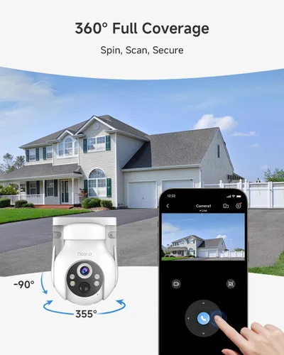 Miniatura 5 de Noorio Cámara de seguridad solar inalámbrica para exteriores, cámara WiFi con batería de 2K/4MP para seguridad en el hogar con panel solar de 5 W