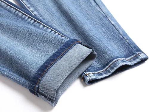 Miniatura 7 de Skinny Slim Fashion - Jeans elásticos de motociclista de Hip Hop con agujeros rectos rasgados.