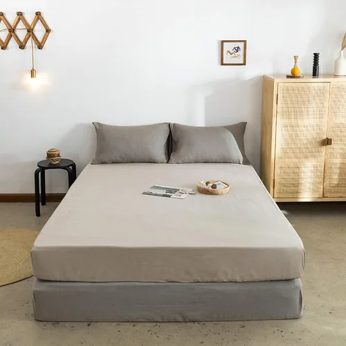Miniatura 10 de FCLDESHOP Sábana bajera ajustable de algodón suave de color liso, protector de colchón antideslizante para habitación de huéspedes de hotel