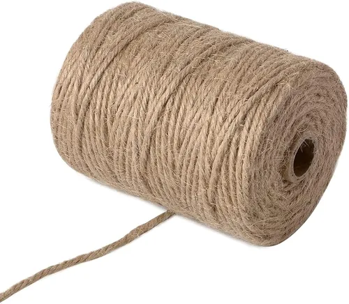 Cordel de yute natural de 0.118 in de grosor, 656 pies, cuerda trenzada para manualidades, envoltura, agrupación, embalaje, jardinería, decoración