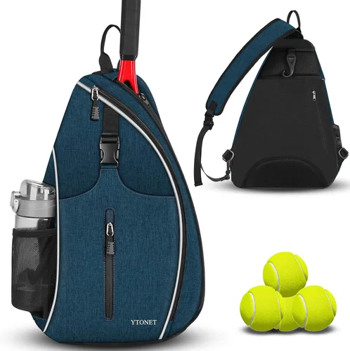 Miniatura 8 de Ytonet - Bolsa de tenis, mochila de tenis para colgarse, bandolera resistente al agua para hombres y mujeres, compatible con raquetas de Pickleball