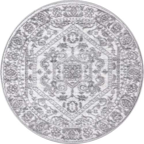 Miniatura 11 de Unique Loom Boston Collection - Alfombra de área con medallón (3 pies 3 pulgadas, redonda, blanco/gris)