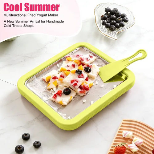 Miniatura 2 de Máquina de helados instantáneos, máquina de helados enrollados, placa de yogur congelado, rollo instantáneo de gelato instantáneo, hecho en casa