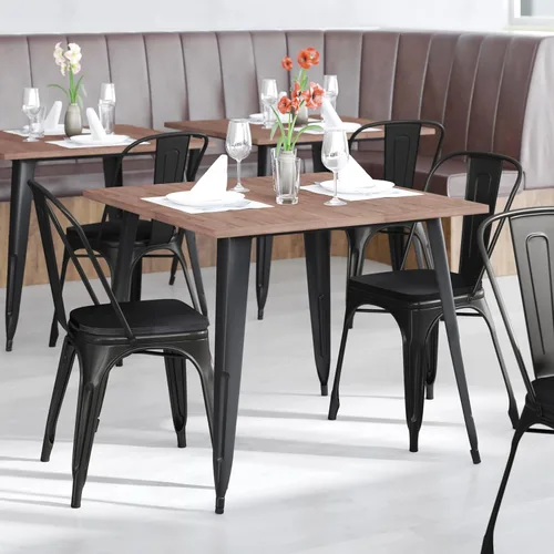 Miniatura 11 de BizChair Silla apilable comercial para interiores y exteriores con asiento de poliestireno, marco de metal dorado envejecido, asiento de poliresina