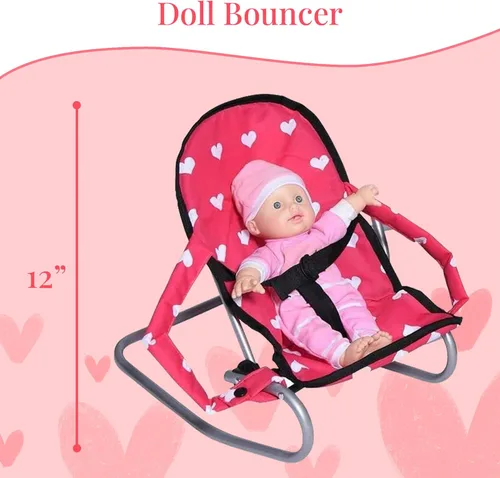Miniatura 3 de Juego de accesorios para muñecas de bebé, cuna para muñecas 3-1, silla alta y asiento de gorila. Accesorios de muñeca de 18 pulgadas con cama