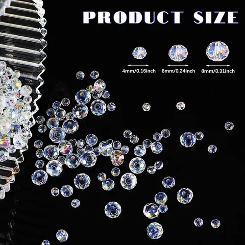 Miniatura 2 de 1000 piezas de cuentas de vidrio en masa, cuentas de cristal surtidas para hacer joyería, cuentas facetadas de Briolette coloridas para manualidades