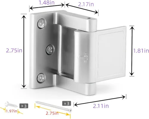 Miniatura 3 de Cerradura de puerta reforzadora de privacidad para puerta de hotel, cerradura de puerta de seguridad de hotel, pestillo de puerta de privacidad