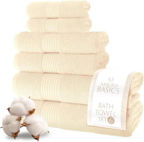 Miniatura 40 de MAURA Basics - Toallas de baño de 100 % algodón turco con bucles de gancho. Juego de toallas de felpa absorbentes de lujo extra grandes para baño