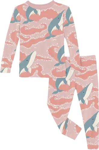 Miniatura 63 de KicKee Pants Conjunto de pijama de manga larga con estampado de piezas