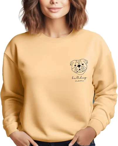 Miniatura 7 de English Bulldog Mama Women's Long Sleeve Crewneck Dog mom Sweatshirt English Bulldog Mama Print Graphic Shirts Pullover Tops Ash