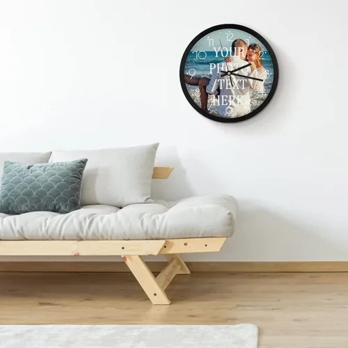 Miniatura 4 de Reloj de pared personalizado, reloj de pared personalizado con foto/imagen, texto, reloj sin tictac, silencioso, reloj de pared digital Estilo 1