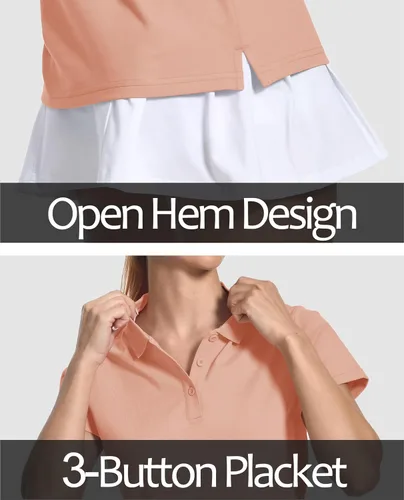 Miniatura 4 de MAGCOMSEN Women's Cotton Polo Shirts 3 Button Short Sleeve Cool Shirt Casual Work Collared Shirts