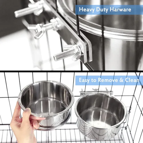 Miniatura 4 de Cuenco de agua para perrera, 2 paquetes sin derrames, jaula colgante para gatos, comedero para perros pequeños