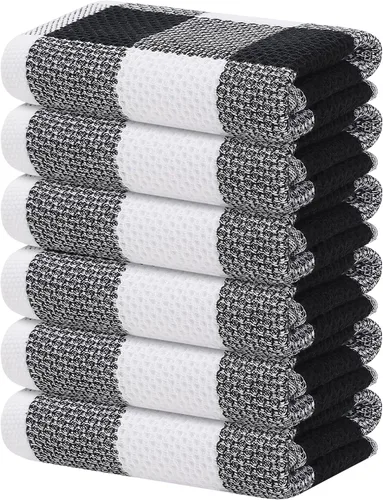 Miniatura 41 de Homaxy Paños de cocina 100% algodón, tejido gofre a cuadros, 12 x 12 pulgadas, toallas para platos súper suaves y absorbentes, de secado rápido