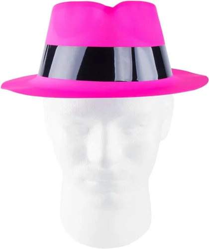Miniatura 5 de Super Z Outlet Paquete de 12 sombreros de vestir estilo mafia de neón estilo gángster fedora sombreros de cumpleaños para niños, suministros