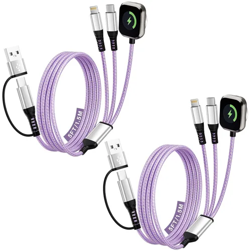 Miniatura 14 de Cargador de viaje para iWatch, cable de carga múltiple 3 en 2 con cargador IP/USB C/iWatch, cargadores de viaje para múltiples dispositivos, Naranja