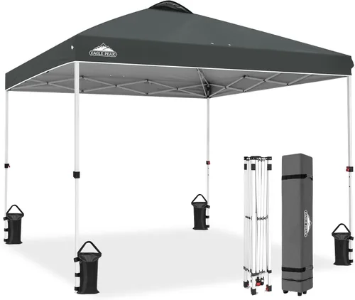 Miniatura 73 de EAGLE PEAK Tienda de campaña desplegable con bolsa de transporte con ruedas, 8 estacas, 4 cuerdas, toldo de tienda de campaña fácil de instalar, 6.6