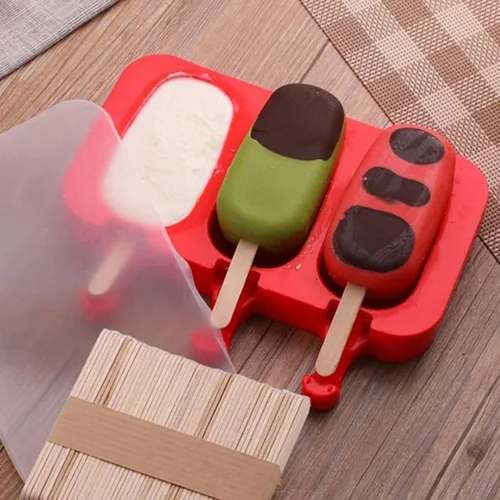 Miniatura 3 de Moldes caseros de silicona para paletas con tapa, sin BPA, moldes para paletas de hielo con 3 cavidades, para hacer pasteles, helados y paletas