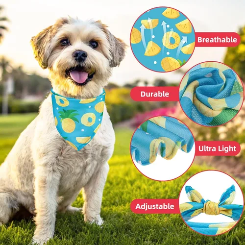 Miniatura 5 de PUPTECK Bandana de cumpleaños para perro, traje de 4 piezas, bufanda de babero triangular suave para mascotas, suministros de decoración de fiesta