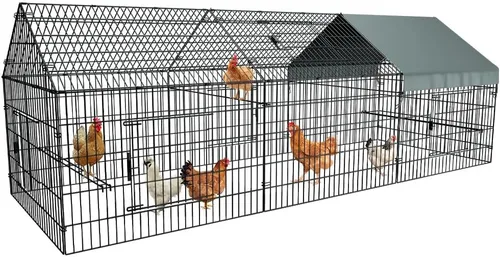 PawGiant Gallinero Corral para Pollos para Patio con Cubierta 130"×40"×40" Tractor de Pollos Portátil de Metal Exterior Jaula Recinto Caja Afuera