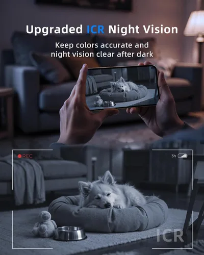 Miniatura 7 de Cámara de seguridad interior de 4MP 360° Pan Tilt 5G/2.4G WiFi 6, cámara enchufable para mascotas con altavoz para monitor de bebé de perro/gato