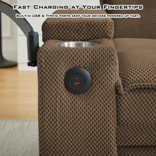 Miniatura 3 de Sofá cama convertible 3 en 1, sofá extraíble con puertos USB, portavasos y reposabrazos de almacenamiento, silla de dormir con mesa auxiliar
