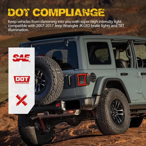 Miniatura 9 de FIERYRED Luces traseras LED JK compatibles con Jeep Wrangler JK 2007-2017, luces traseras ahumadas para señal de giro, correr/freno y marcha atrás