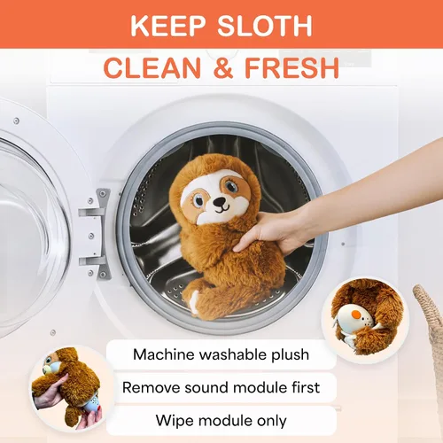 Miniatura 7 de Baby Shusher Shusher Sloth - Juguete calmante para bebé para dormir, chupete activado por llanto, animal de peluche para bebés y niños, sonidos