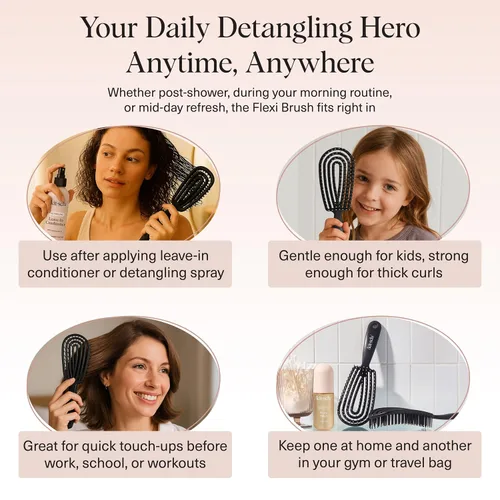 Miniatura 6 de Kitsch Cepillo desenredante para cabello Flexi Flow para mujeres, hombres y niños Cepillos desenredantes para cabello rizado con marco flexible