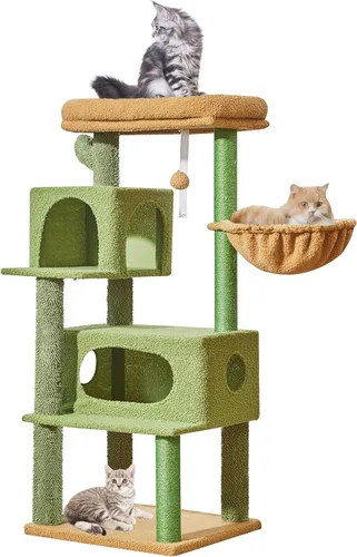 Miniatura 10 de Taoqimiao Árbol para gatos, torre para gatos de 38.5 pulgadas para gatos de interior, adecuado para gatitos con lujoso condominio para gatos