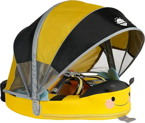 Mambobaby Flotador de natación para bebé con dosel sólido piscina entrenador de natación para bebés, entrenamiento de natación, flotadores de agua