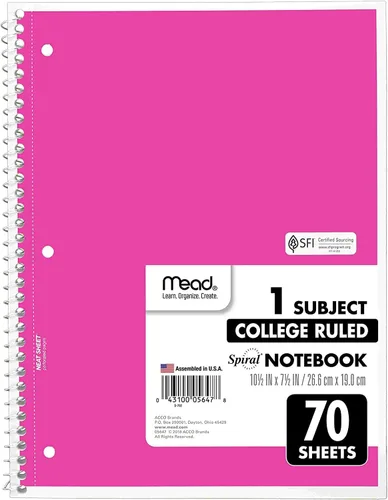 Miniatura 5 de Mead Cuaderno de espiral, paquete de 12 cuadernos con espiral de 1 materia, cuadernos escolares de color pastel, 70 páginas