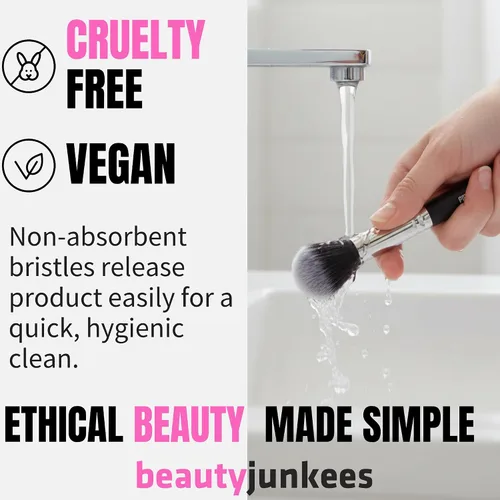 Miniatura 6 de Beauty Junkees Cepillo corrector para debajo de los ojos, pequeño, suave, esponjoso, cónico, sintético, sin crueldad, vegano, para polvo de fijación