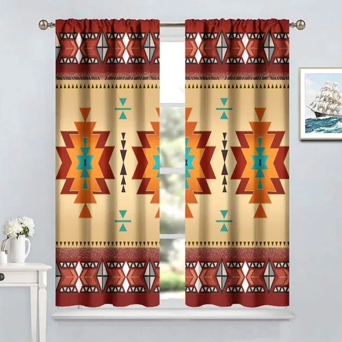 Miniatura 5 de YCness Cortinas aztecas, patrón étnico nativo nativo americano del suroeste, patrón étnico bohemio occidental geométrico para sala de estar