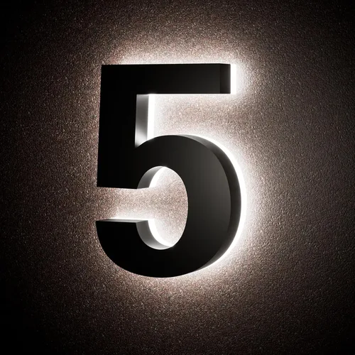 Miniatura 29 de Números de casa retroiluminados de 5 pulgadas para exteriores, acero inoxidable, número de dirección de casa iluminado con LED, letreros