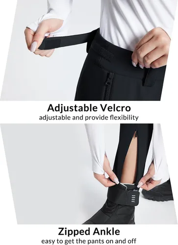 Miniatura 5 de BALEAF Women's Fleece Lined Snow Ski Pants Waterproof Windproof Softshell Insulated Slim Thermal Pants Zipper Bottom Leg