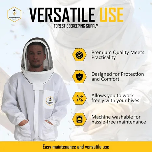 Miniatura 2 de Chaqueta de abeja ventilada con capucha de velo de esgrima - Chaqueta de apicultor de malla de aire ultraligera