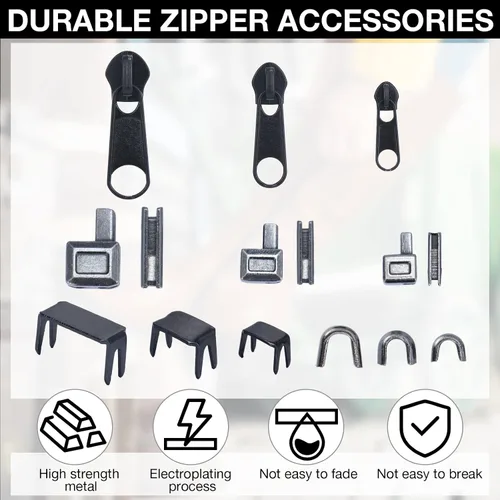 Miniatura 3 de Minatee Kit de reparación de cremallera de 163 piezas – Cremalleras de repuesto, deslizadores, tapones y herramientas para costura, equipaje