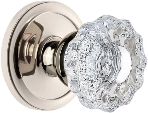 Grandeur 820383 Roseta circular de privacidad con perilla de cristal Versalles en níquel pulido, 2.75