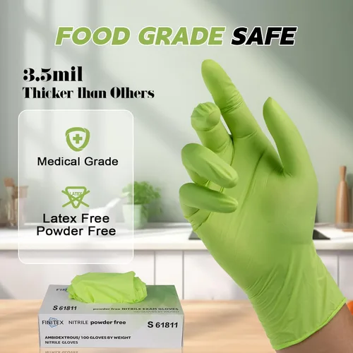 Miniatura 6 de FINITEX Nitrile Disposable Gloves - Green 3.5mil 100/1000PCS Powder-Free Latex-Free Medical & Food Use Verde (Small 100)
